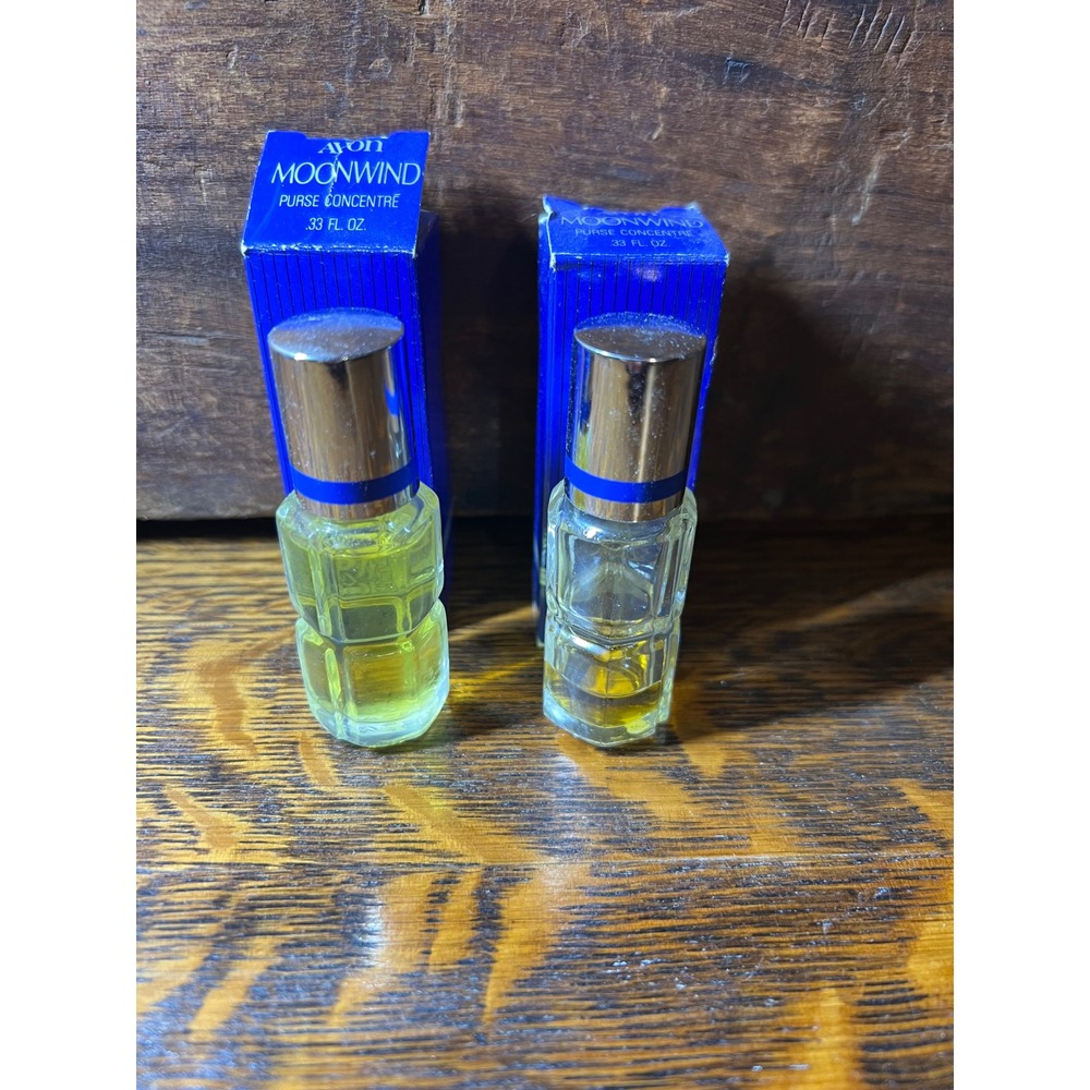 Vintage Avon Moonwind Purse Concentre Perfume Set 2 Bottles .33 Fl Oz Each Boxed